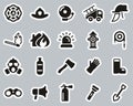 Firefighter & Firefighter Equipment Icons Black & White Sticker Set Big Royalty Free Stock Photo