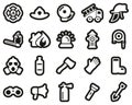 Firefighter & Firefighter Equipment Icons White On Black Sticker Set Big Royalty Free Stock Photo