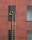 firefighter exercise while climbing in the fire station