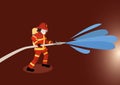 Firefighter extinguishes a fire Royalty Free Stock Photo
