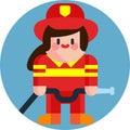 Firefighter female career labor day icons vector illustration