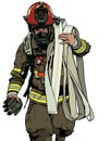 Firefighter With Fire Hose