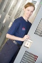 Firefighter in the fire station locker room Royalty Free Stock Photo