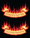 Firefighter Fire Flame Banner Bottom Arch Scroll