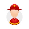 Firefighter fireman rescue hero red helmet uniform character job avatar illustration plain no face Royalty Free Stock Photo