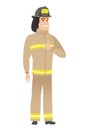 Firefighter giving thumb up vector illustration. Royalty Free Stock Photo