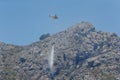 Firefighter helicopter working on wildfires area in Mallorca wide