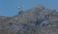 Firefighter helicopter working on wildfires area in Mallorca