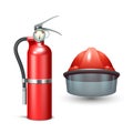 Firefighter Helmet And Extinguisher