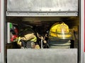 Firefighter Helmet and Gear, Rutherford, NJ, USA Royalty Free Stock Photo