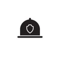 Firefighter Helmet icon black. Single silhouette fire equipment icon from the big fire Department simple.