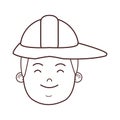 Firefighter hero face cartoon