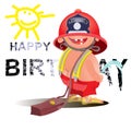 Firefighter with a hose sign. . Great for any fire safety design projects. Royalty Free Stock Photo