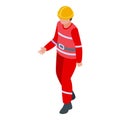 Firefighter icon isometric vector. Rescue people