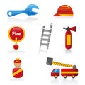 Firefighter icons Royalty Free Stock Photo