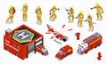 Firefighter Isometric Color Set