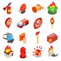 Firefighter isometric 3d icon