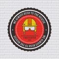 Firefighter label template of emblem element for your product or design, web and mobile applications with text. Vector