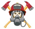 Firefighter with Mask and Axes