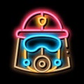 Firefighter Mask Helmet neon glow icon illustration