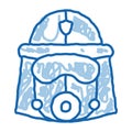 Firefighter Mask Helmet doodle icon hand drawn illustration