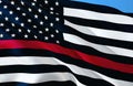 Firefighter Memorial USA. USA EMERGENCY SERVICES. THIN RED LINE USA FLAG. A black and white USA flag design with thin red line Royalty Free Stock Photo