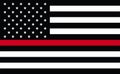 Firefighter Memorial USA. USA EMERGENCY SERVICES. THIN RED LINE USA FLAG. A black and white USA flag design with thin red line Royalty Free Stock Photo