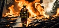 Firefighter in the Midst of Wildfire Chaos