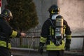 Firefighter with oxygen bottle 2