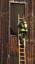 firefighter with oxygen cylinder during a fire drill at Firehouse 2 Royalty Free Stock Photo