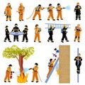 Firefighter People Flat Color Icons Set Royalty Free Stock Photo