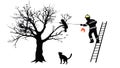 Firefighter Rescuing Cat from Tree Community Heroism, vector design Generative AI Royalty Free Stock Photo