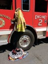 Fire Engine with Firefighter Gear, Rutherford, New Jersey, USA