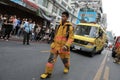 A Firefighter at the Scene of an Office Fire