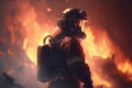 Firefighter searching for possible survives. Generative AI