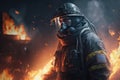 Firefighter searching for possible survives. Generative AI