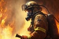 Firefighter searching for possible survives. Generative AI