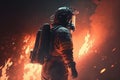 Firefighter searching for possible survives. Generative AI