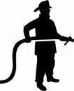 Firefighter Silhouette with Hose