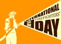 Firefighter silhouette vector illustration, as a banner, poster or template for international firefighters day.