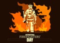 Firefighter silhouette vector illustration, as a banner, poster or template for international firefighters day.