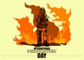 Firefighter silhouette vector illustration, as a banner, poster or template for international firefighters day.