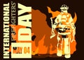 Firefighter silhouette vector illustration, as a banner, poster or template for international firefighters day.