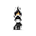 Firefighter. Firefighter simple black and white line art vector logo Royalty Free Stock Photo