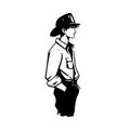 Firefighter. Firefighter simple black and white line art vector logo Royalty Free Stock Photo