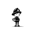 Firefighter. Firefighter simple black and white line art vector logo Royalty Free Stock Photo