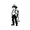 Firefighter. Firefighter simple black and white line art vector logo Royalty Free Stock Photo