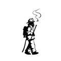 Firefighter. Firefighter simple black and white line art vector logo Royalty Free Stock Photo