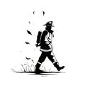 Firefighter. Firefighter simple black and white line art vector logo Royalty Free Stock Photo