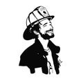 Firefighter. Firefighter simple black and white line art vector logo Royalty Free Stock Photo